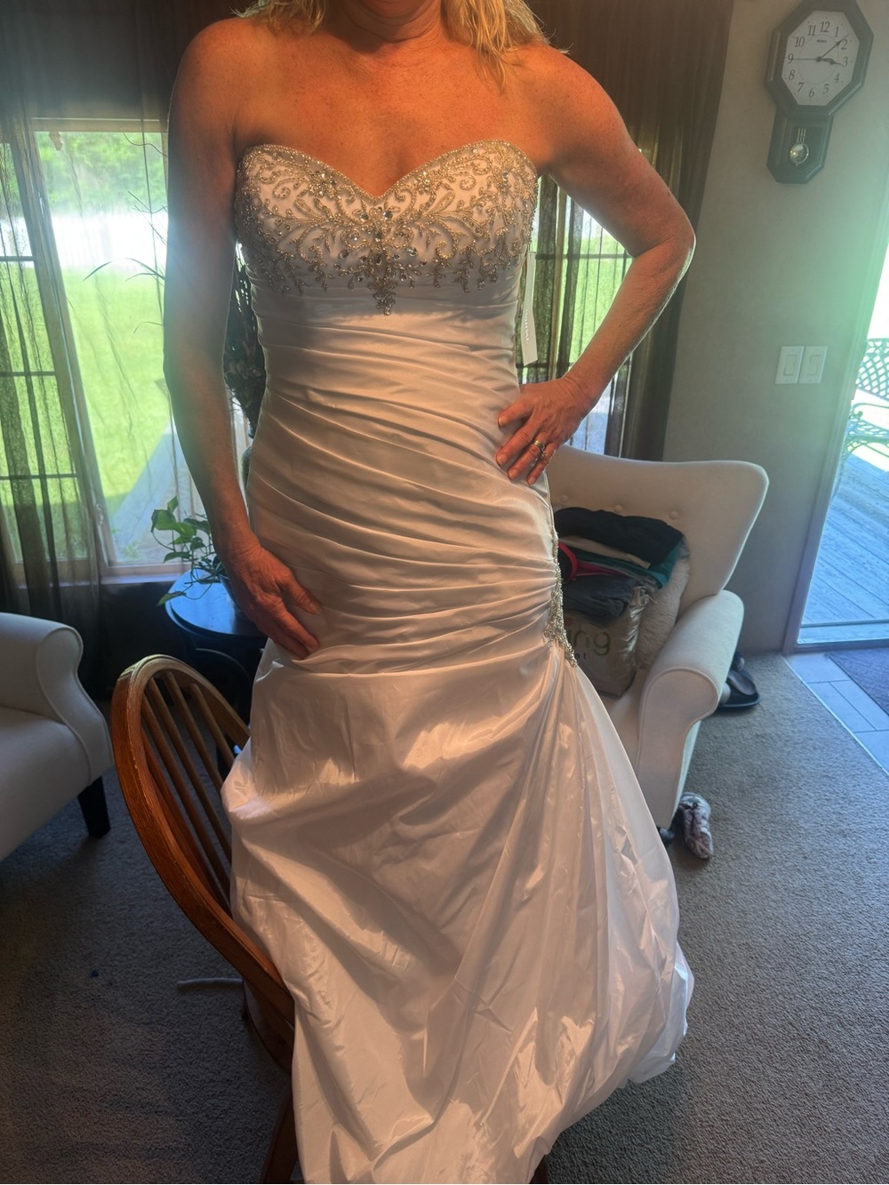 Strapless White Beaded Mermaid Wedding Dress